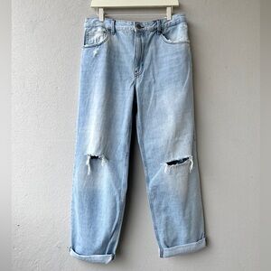 Zara Light Blue Distressed Boyfriend Jeans